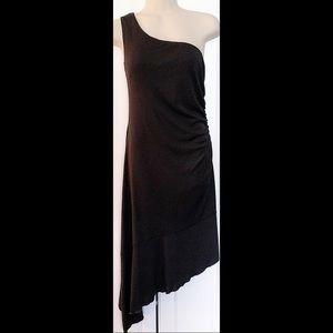 SFUZI Black One Shoulder Asymmetrical Dress Size S